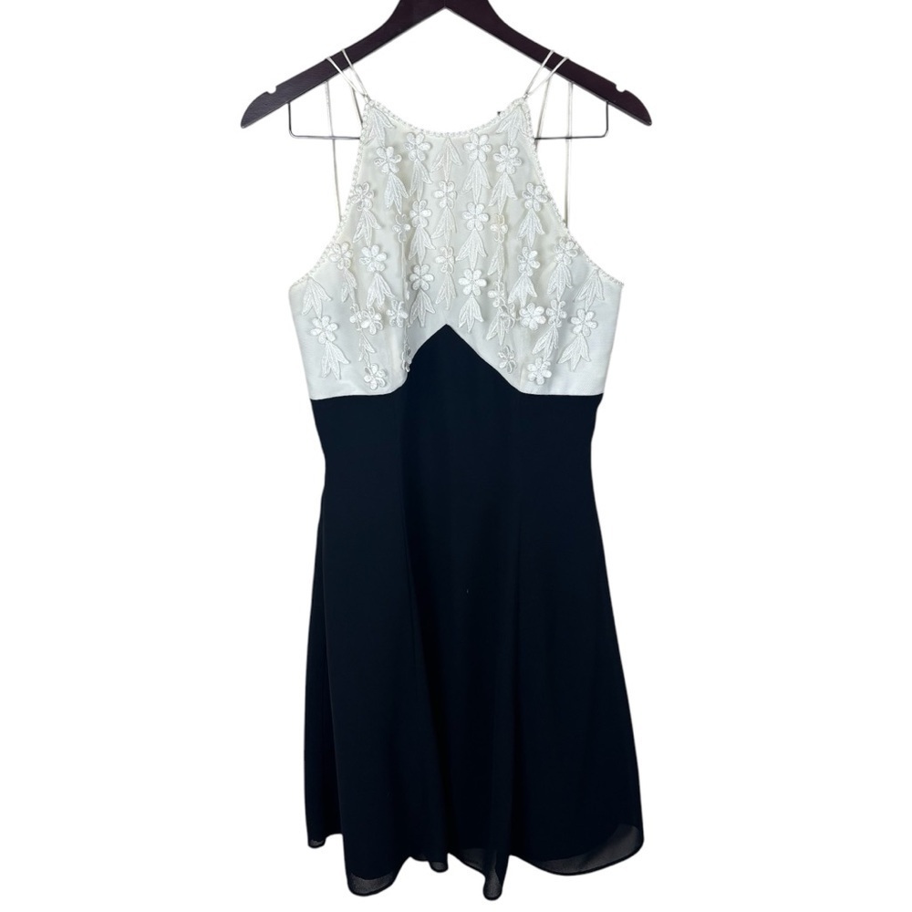 Scott McClintock High Neck Floral Lace Dress In Black & White Women’s Sz 10 VTG